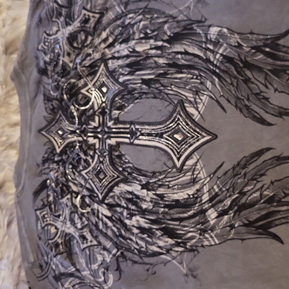 Affliction Womens Tshirt L Gray - Picture 7 of 8